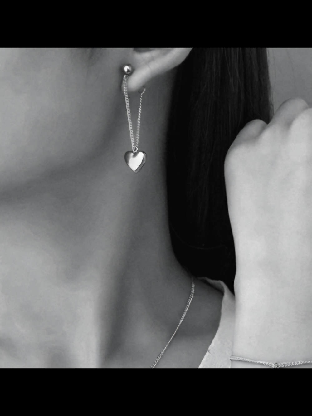 3X$45 Minimalist Heart Drop Earrings - Silver (Bundle)